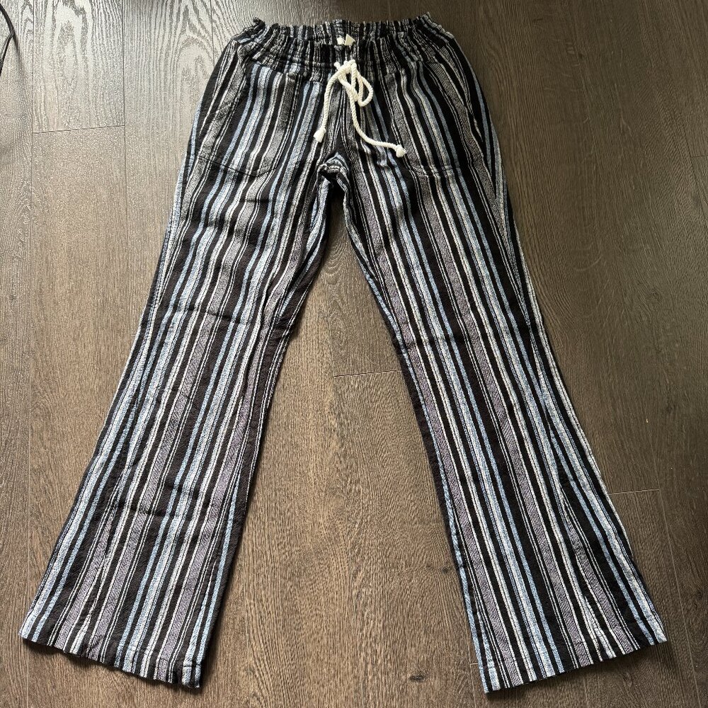 ROXY LINEN/COTTON STRIPED DRAWSTRING PANTS LOW RISE SIZE SMALL